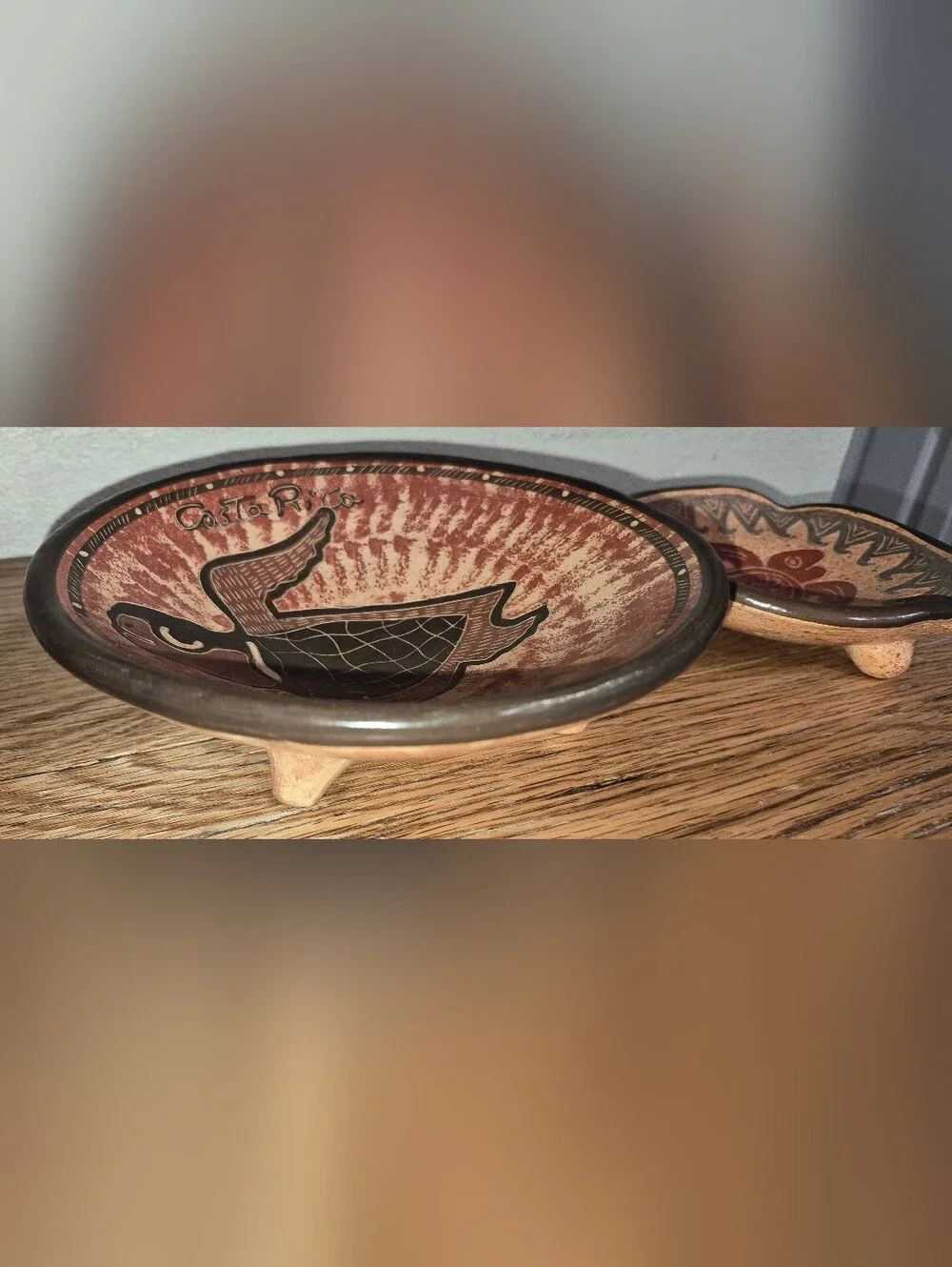 2 Handmade, Terracotta Costa Rican Chorotega pottery Bowls W/ Turtles